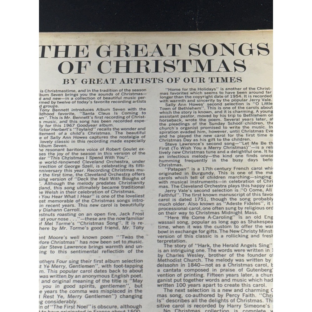 Great Songs of Christmas Album Seven Vinyl LP Goodyear Limited Edition CSS 547 - Picture 10 of 16